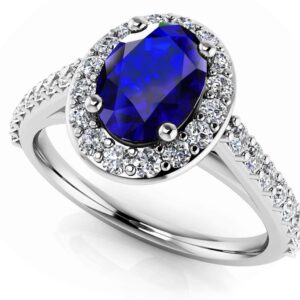Forever Love Oval Gemstone Halo Anniversary Ring Available In Platinum Or Gold