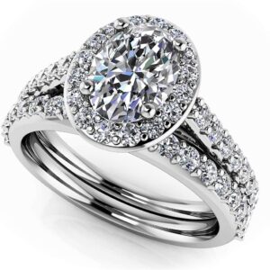 Forever Love Oval Diamond And Halo Bridal Set Available In Platinum Or Gold