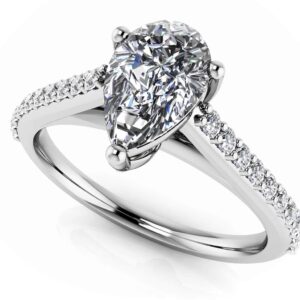 Splendid Pear Shaped Engagement Ring In White Yellow Or Rose Gold