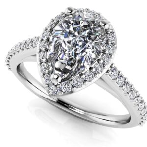 Romantic Pear Shaped With Halo Diamonds Ring