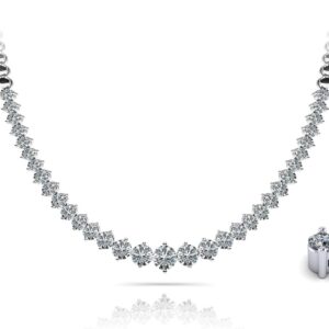 Diamond Crescendo Necklace With Shiny Links In 18K And 14K Gold Or Platinum