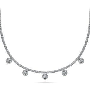 Captivating Diamond Tennis Necklace In Yellow White Gold Or Platinum