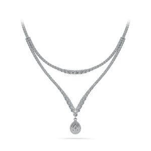 4 Prong Double Strand V Drop Diamond Necklace