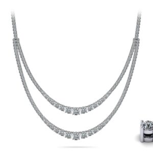 4 Prong Double Strand Graduated Diamond Necklace In Platinum Or Gold