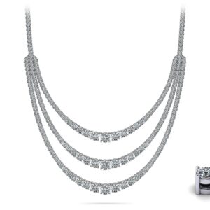 4 Prong Triple Strand Graduated Diamond Necklace