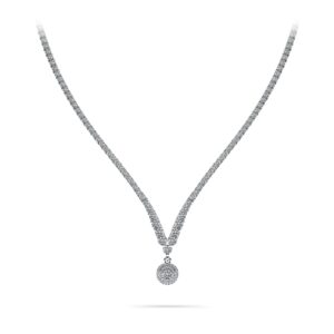 Remarkable Plunging V Neck Diamond Necklace Available In Platinum Or Gold