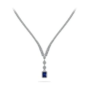 Extravagant Gemstone Pendant 4 Prong V Necklace