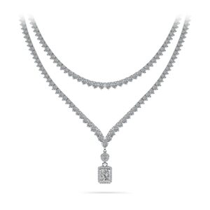Love Spell Diamond Pendant 2 Row 3 Prong Necklace
