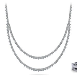 3 Prong Double Strand Graduated Diamond Necklace