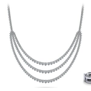 3 Prong Triple Strand Graduated Diamond Necklace