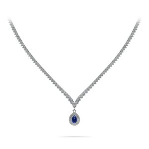 Teardrop Gemstone Pendant 3 Prong Necklace In 14K 18K White Yellow Or Rose Gold