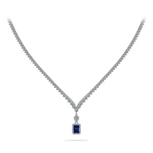 Love Spell Gemstone Pendant 3 Prong V Necklace Available In Platinum Or Gold