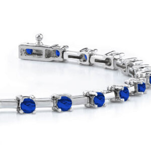 Classic Solid Rectangle Link Gemstone Bracelet In Gold Or Platinum