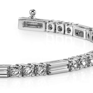 Memento Triple Diamond And Link Bracelet In 14K 18K White Yellow Or Rose Gold