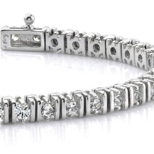 Double Link Diamond Yellow Or White Gold Tennis Bracelet