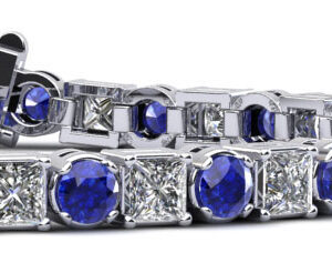 Princess Moon Diamond and Gemstone Tennis Bracelet