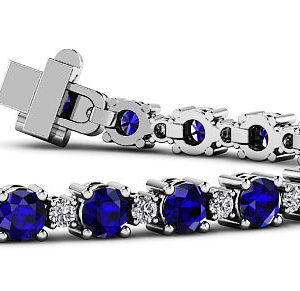 Alternating Diamond and Gemstone Tennis Bracelet