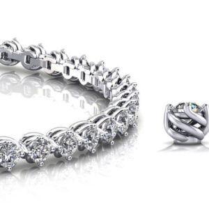 Diamond Tennis Bracelet with Waved Prong Setting