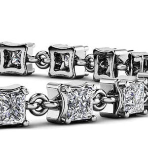 Unique Princess Cut Diamond Link Tennis Bracelet