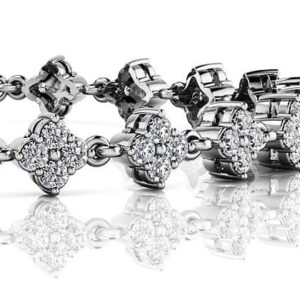 Fleur Link Diamond Bracelet In White Yellow Or Rose Gold