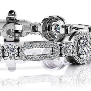 Victorian Three Stone Capsule Link Bracelet Available In Platinum Or Gold
