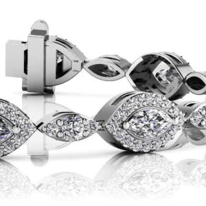 Vintage Marquise Center Diamond Bracelet In Yellow White Gold Or Platinum