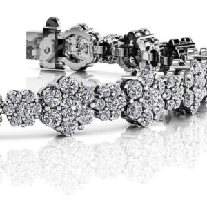 Flower Cluster Diamond Bracelet in Gold or Platinum