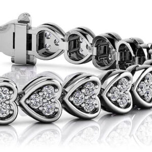 Triple Diamond Love Heart Bracelet