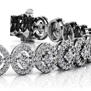 Heirloom Round Center Diamond Bracelet In 14K 18K White Yellow Or Rose Gold