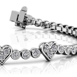 Three Hearts Of Love Diamond Bracelet In 14K 18K Yellow White Or Rose Gold