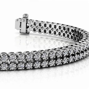 Opulent Double Row Diamond Tennis Bracelet In 14K 18K White Yellow Gold Platinum