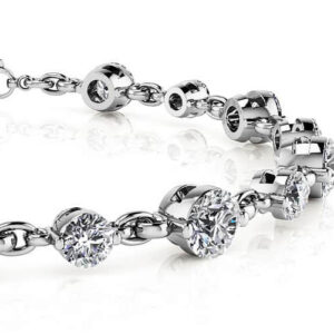 Alternating Diamond And Chain Link Bracelet