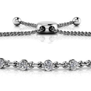Adjustable Diamond And Chain Link Slider Bracelet In 14K 18K Or Platinum