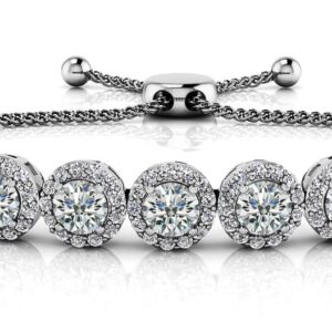 Round Halo Adjustable Diamond Bracelet