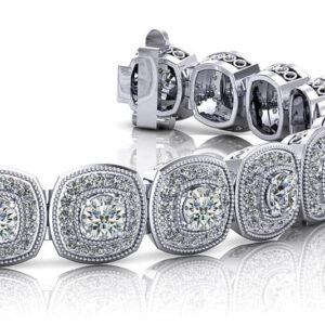 Vintage Inspired Fancy Diamond Bracelet In 14K 18K Yellow White Or Rose Gold