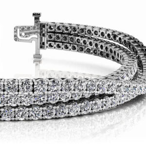 Three Rows Flexible Diamond Bracelet In 14K 18K White Yellow Gold Platinum