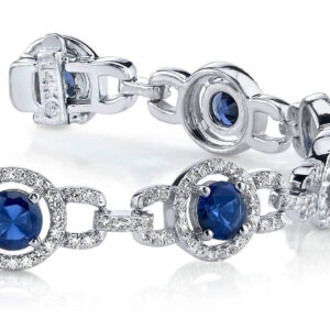 Stylish Gemstone Diamond Bracelet In 14K 18K White Yellow Gold Platinum