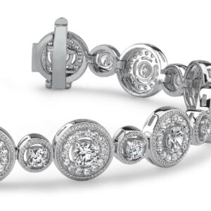 Multi Circle Diamond Platinum Or Gold Bracelet