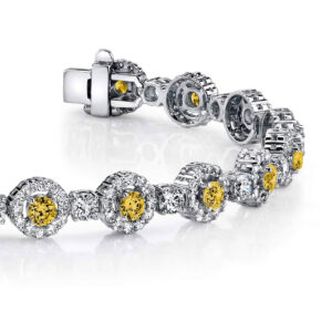 Gemstone Center Circle Bracelet In 14K 18K Yellow White Or Rose Gold