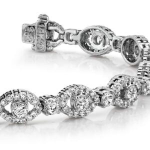 Almond Link Diamond Bracelet In 14K 18K White Yellow Gold Platinum
