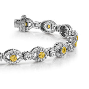 Almond Link Gemstone Diamond Bracelet