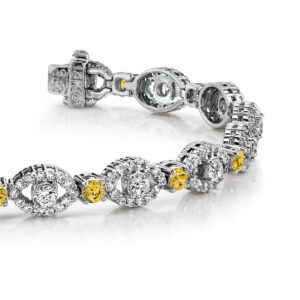 Almond Diamond Gemstone Link Bracelet In White Gold Yellow Gold And Platinum