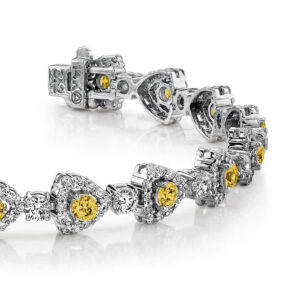 Triangular Diamond Link Gemstone Bracelet In Platinum Or Gold