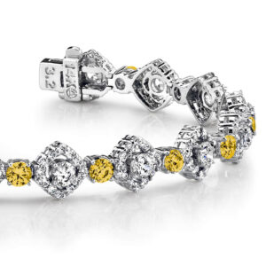 Square Link Gemstone Diamond Bracelet Available In White Yellow And Rose