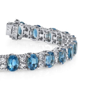 Colored Oval And Diamond Bracelet Available In Platinum Or Gold