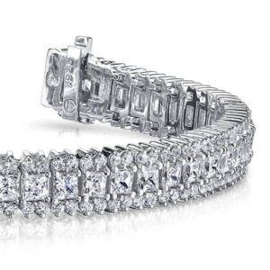 Round And Princess Diamond Bracelet In 14K 18K Yellow White Or Rose Gold