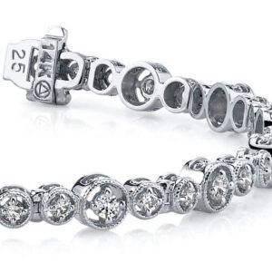 Graduated Antique Diamond Bracelet In White Gold Yellow Gold And Platinum