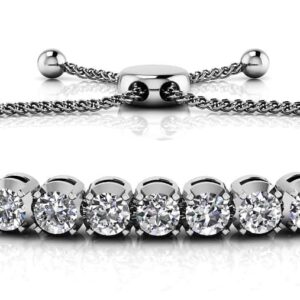 Classic 4 Prong Adjustable Diamond Bracelet In White Yellow Or Rose Gold