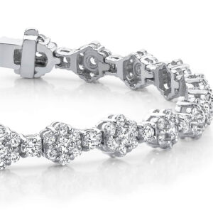 Cluster Flower Link Diamond Bracelet Available In White Yellow And Rose