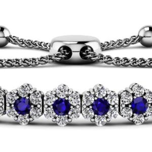Fleur Diamond and Gemstone Adjustable Bracelet